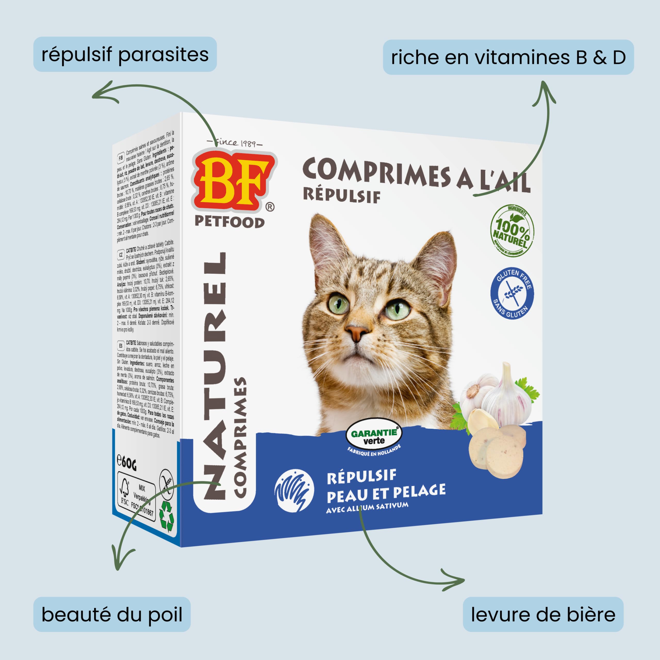 BIOFOOD 100 pezzi per gatti naturali anti-pulci