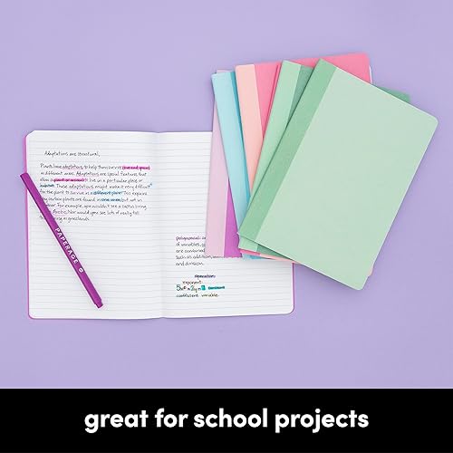 Miniatura 6 de PAPERAGE Cuadernos pequeños de composición, paquete de 16, 60 páginas, 8 cubiertas de color con papel rayado con rayas universitarias, (pastel),