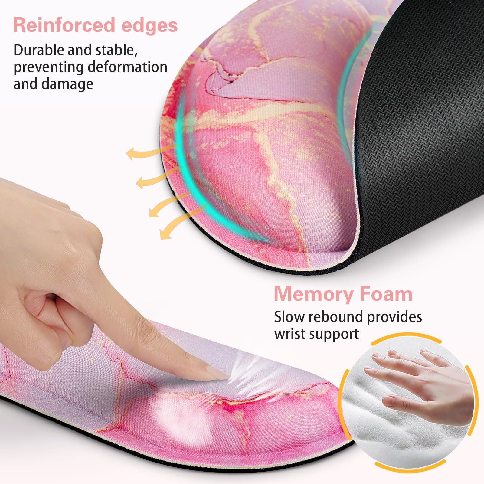 3-En-1 Almohadilla Ratón De Conjunto,Mouse Pad+Reposamuñecas Teclado+Posavasos,Ergonómica Alfombra Raton Ordenador Antideslizante,Almohadilla Raton Analgésica Para Juegos,Hogares,Oficinas