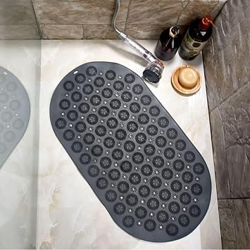 ARVALE Masajlı Silikon Banyo Paspası Vantuzlu Duş Kaydırmazı Antrasit