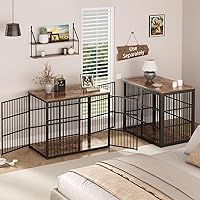 Vista 45 de Mueble de jaula para perros XXL de 48" con 3 puertas, jaula de madera combinada para mascotas, perrera resistente de interior para perros medianos a