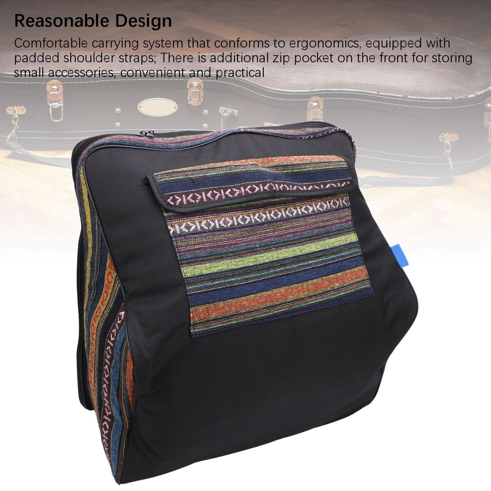 Accordion Backpack, Cotton Fabric, Water Proof, 48-120 Bass, with Adjustable Shoulder Straps, Front Zip Pocket for Accessories, for Travel Performance