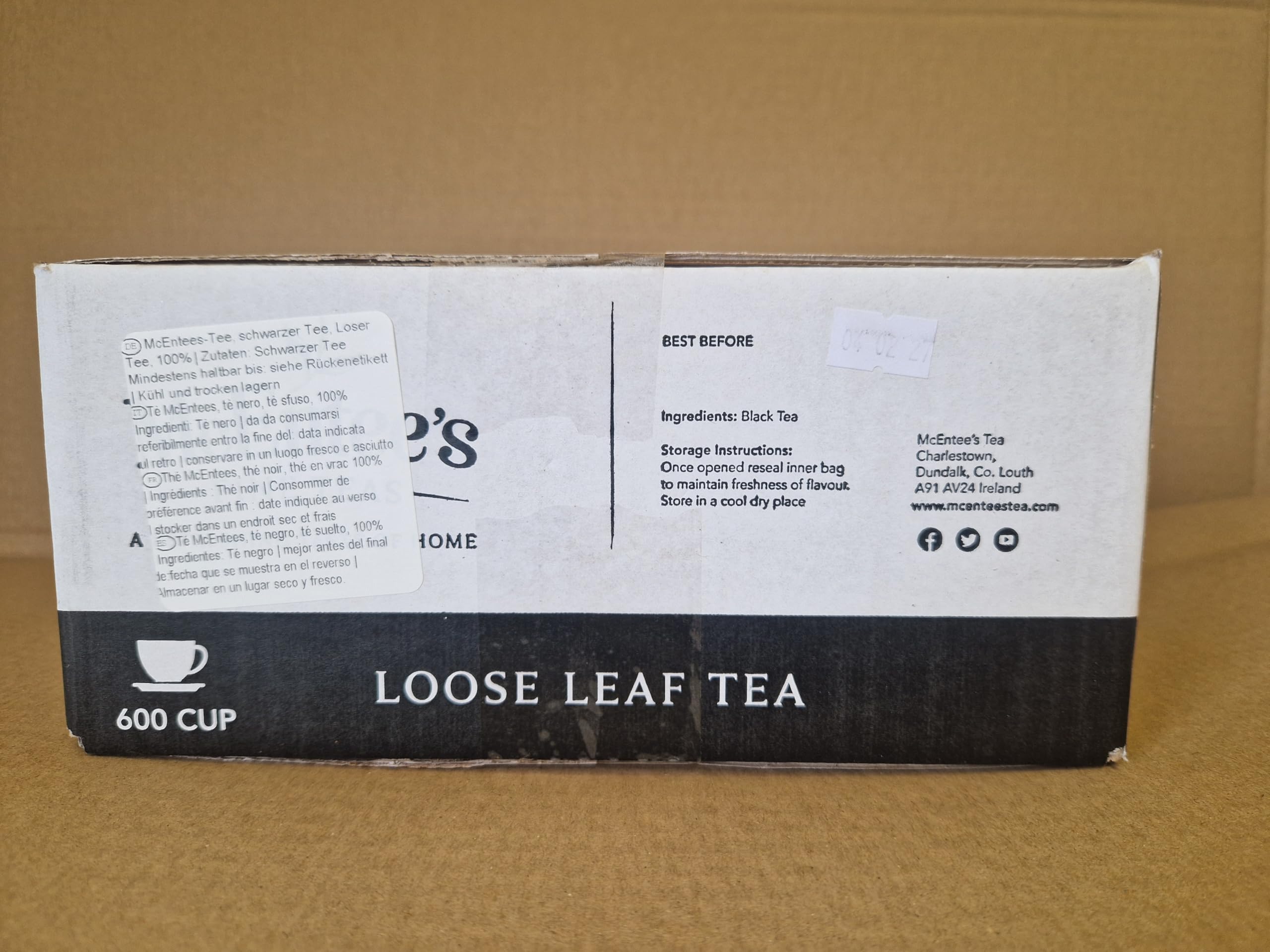 McEntee's Irish Breakfast Tea - Catering 1.35Kg - 600 Cup - VINCITORE PREMIATO E MISCELA IN IRLANDA. FORTE E AGRUMATA. Una miscela tradizionale irlandese di tè sfuso di Ceylon e Assam.