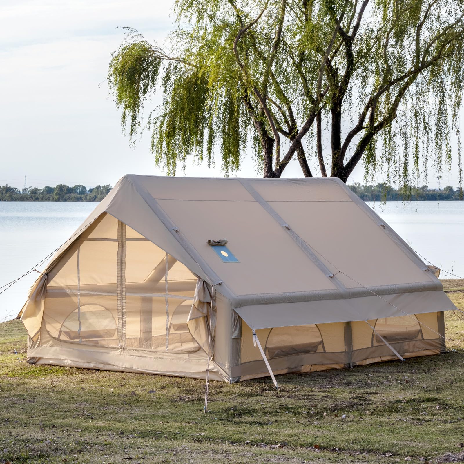 Amazon.co.jp: WaldZimmer 12sq ベージュ 空気注入式 キャンプテント 