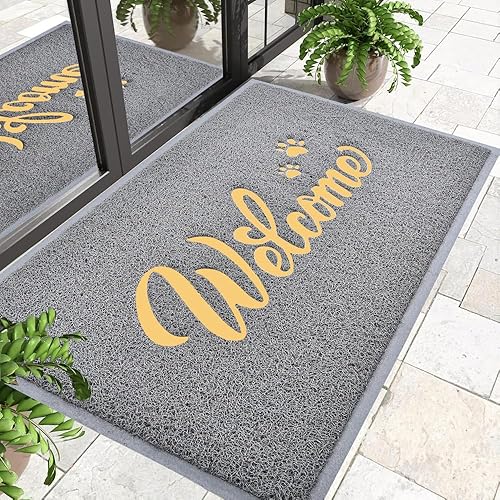 Miniatura 9 de T.HENV Tapete de bienvenida para exteriores, 30 x 17.5 pulgadas, impermeable, para todas las estaciones, entrada exterior, de secado rápido, tapete