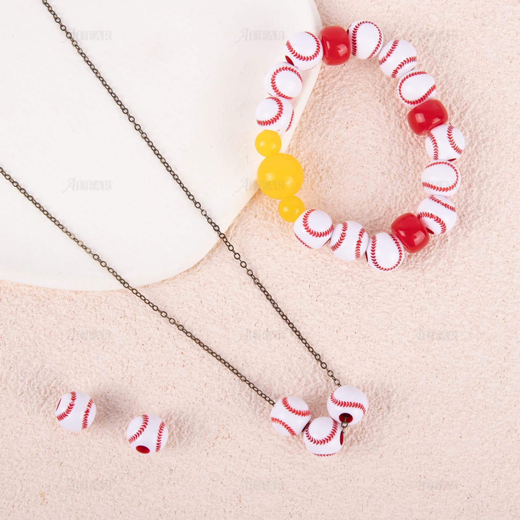 200 Perline Acriliche A Forma Di Baseball Da 12 Mm – Foro 4 Mm, Per Creare Bracciali, Collane E Gioielli Fai Da Te – AUEAR