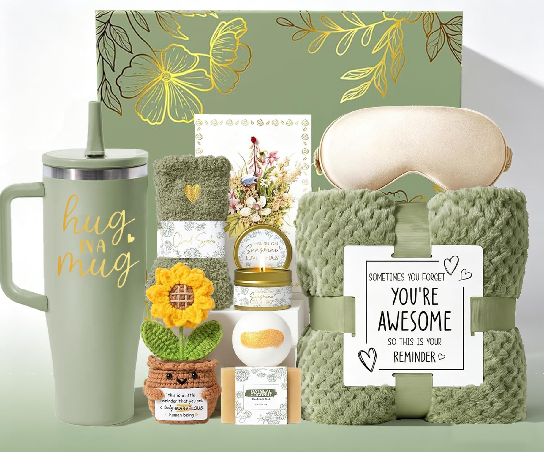 Birthday Gifts for Women, Luxury Self Care Spa Gift Basket with Blanket