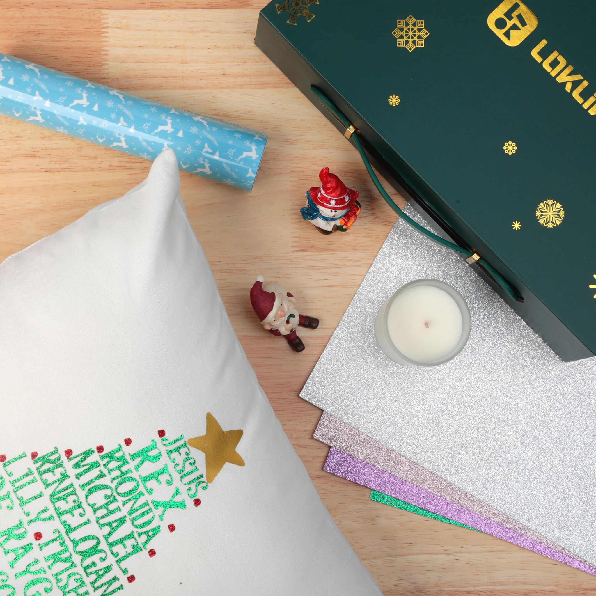LOKLIK - Caja de Navidad de edición limitada - Kit de bricolaje festivo con vinilo de transferencia térmica, adornos y más para decoraciones y regalos personalizados