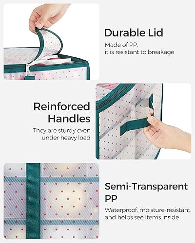 Miniatura 9 de SONGMICS URFB029T01 - Caja de almacenamiento de adornos navideños, contiene 128 adornos navideños, contenedor de almacenamiento para decoraciones