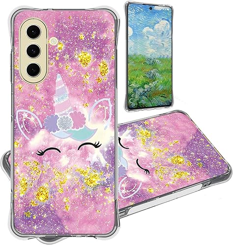 Miniatura 102 de Cricket Debut S2 - Funda compatible con AT&T Calypso 4 U380AC U380AA con protector de pantalla de vidrio templado, soporte de anillo, purpurina