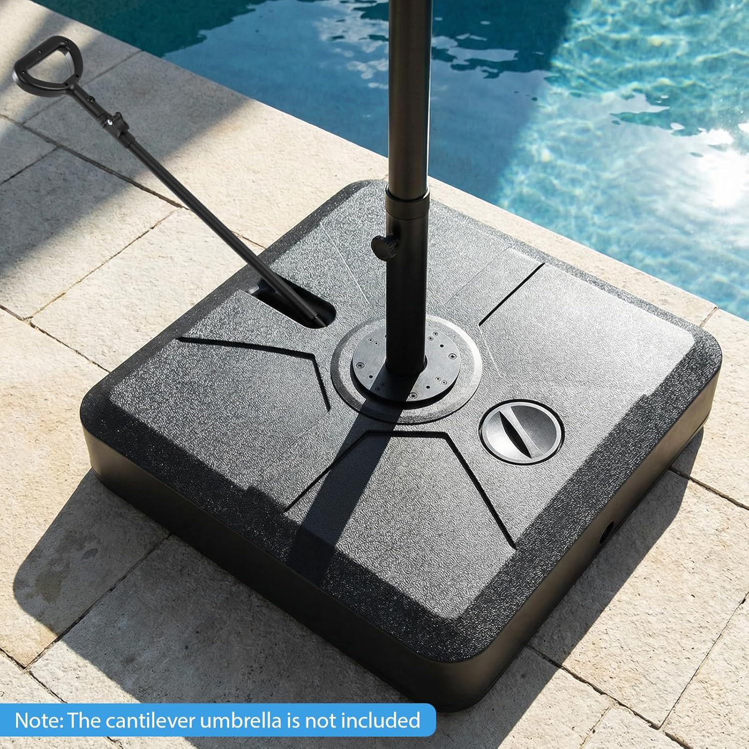 Tangkula 330 lbs Umbrella Base with Wheels, Water & Sand Weighted Umbrella Stand with Retractable Pull Rod for Cantilever Umbrella with 360° Rotation for Pool Garden Deck Yard