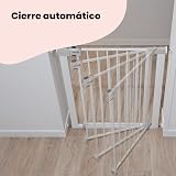 Barrera de seguridad para niños con sistema de cierre automático, para aperturas de 73-80 cm, extensible hasta 136 cm con extensiones que se venden por separado, en metal blanco