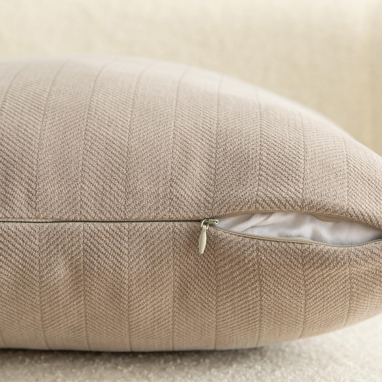 Mandioo Pack of 2 Chenille Cushion Covers Soft Comfortable Durable Throw Pillow Cases for Home Decor Sofa Couch Living Room Bedroom 22x 22 Inch 55x55 cm Taupe - Image 3