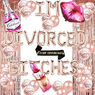 Divorce Party Decorations Rose Gold I’m Divorced Balloons Just Divorced Sash Divorced AF/Just Divorced/I Do. I Did. I'm Done/Happy Divorce Themed Party Supplies Decorations