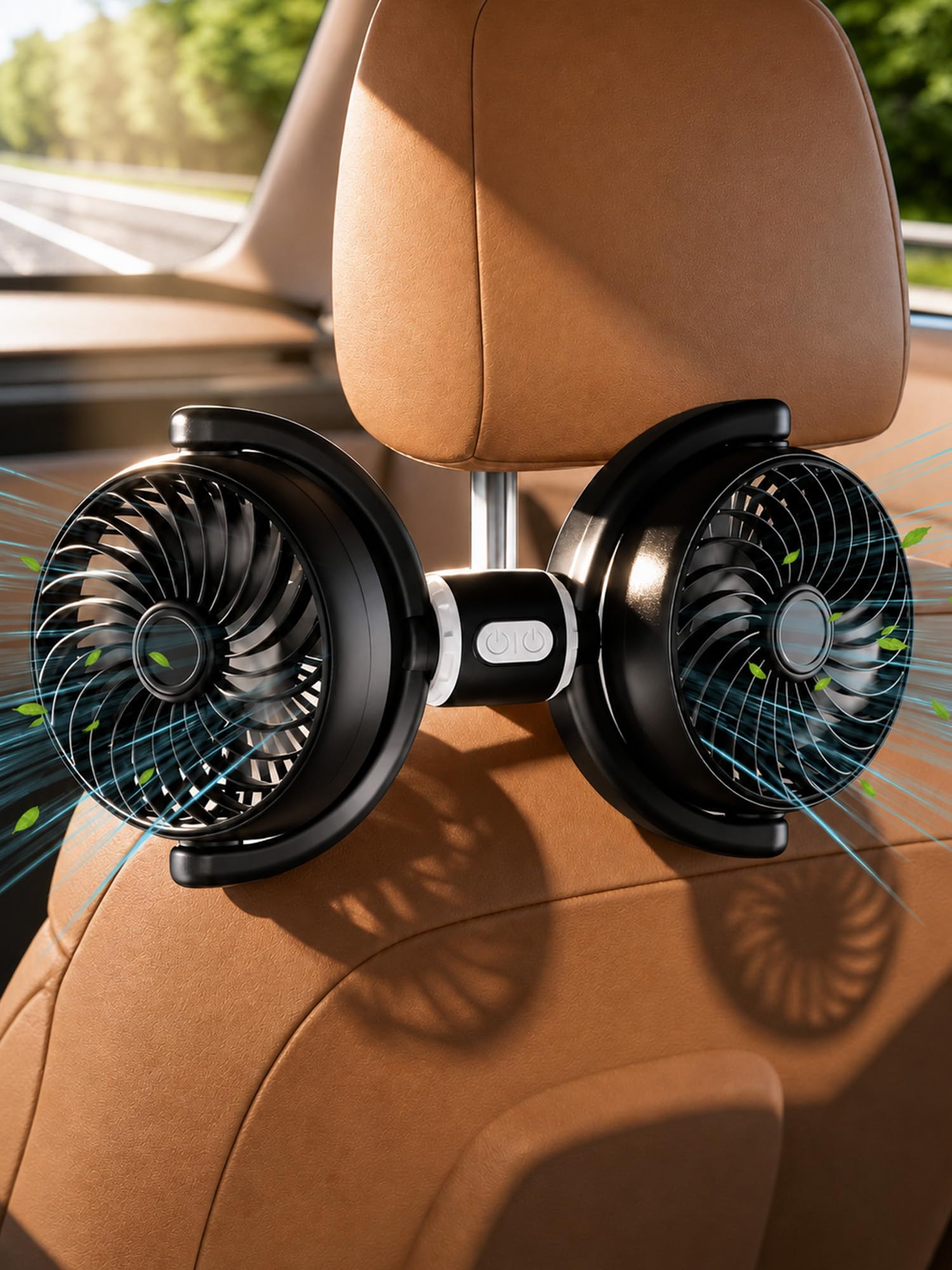 USB Car Fan for Backseat Baby- Portable Dual Head USB Cooling Headrest Fan with 3 Speed, 360° Rotatable USB Powered Air Circulation for Vehicle Rear Seat Van Truck SUV RV-image-44