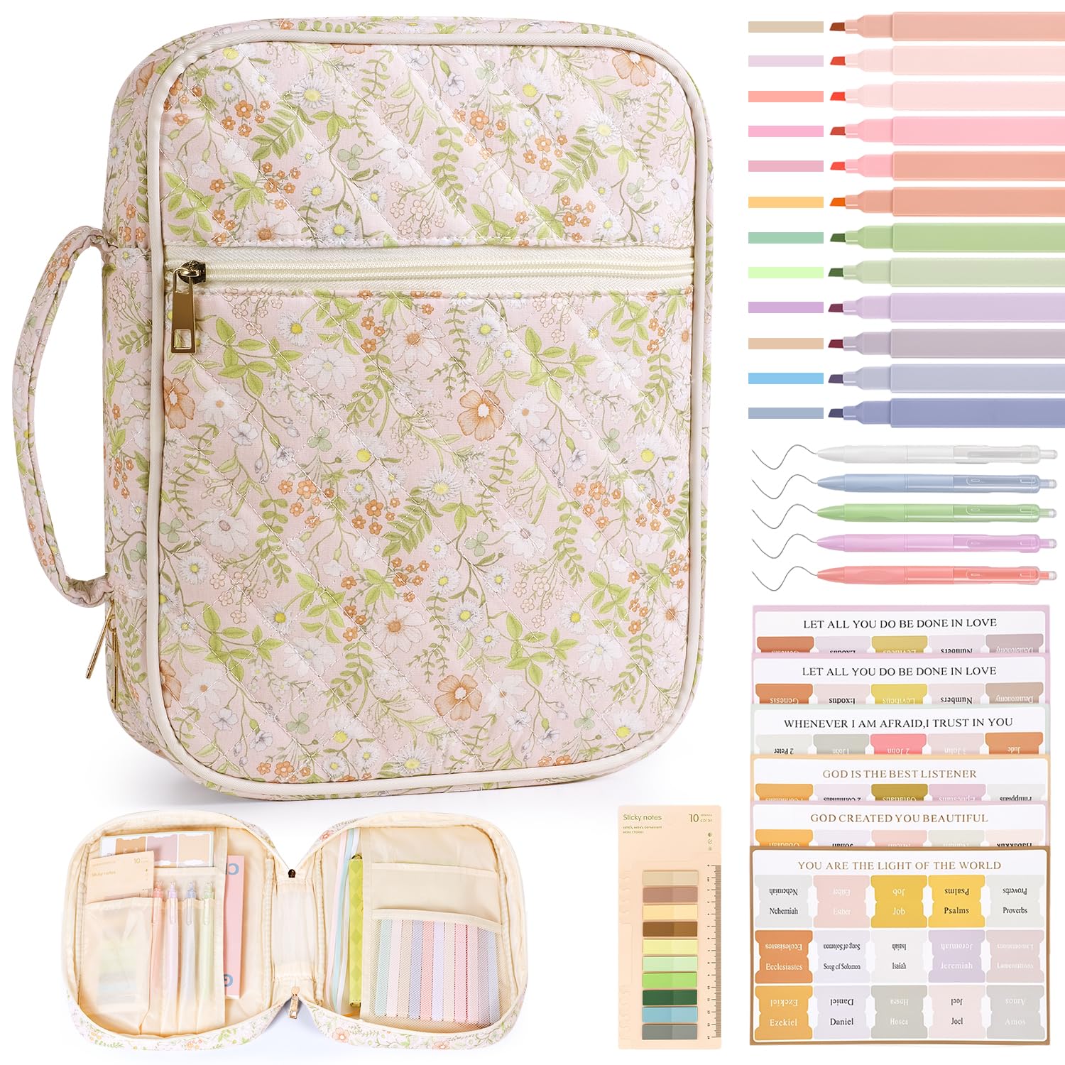 Bible Cover Case for Women Bible Bag w/Handles Bible Study Supplies