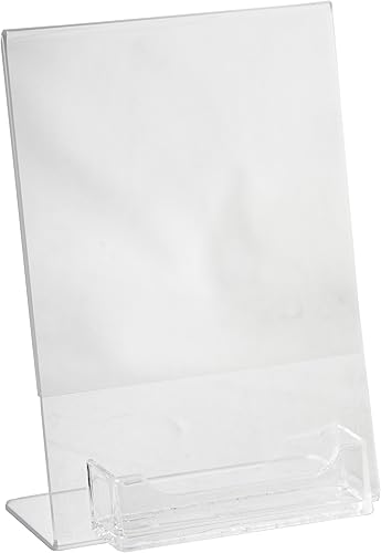 Miniatura 2 de Clear-Ad - Soporte de acrílico inclinado de 5 x 7 pulgadas con bolsillo para tarjetas de visita - Soporte de plexiglás para tarjetas de menú - Marco