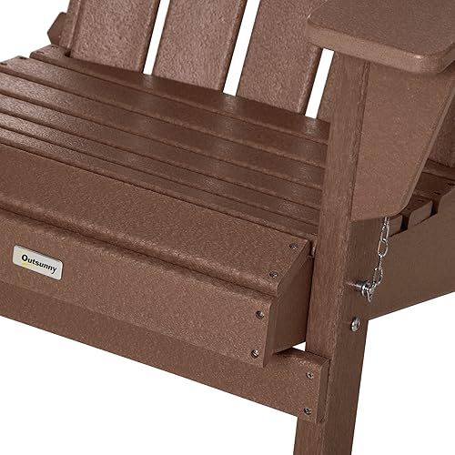 Miniatura 9 de Outsunny Silla Adirondack plegable, silla para hoguera de polietileno de alta densidad, resistente a la intemperie, para patio, jardín, césped,