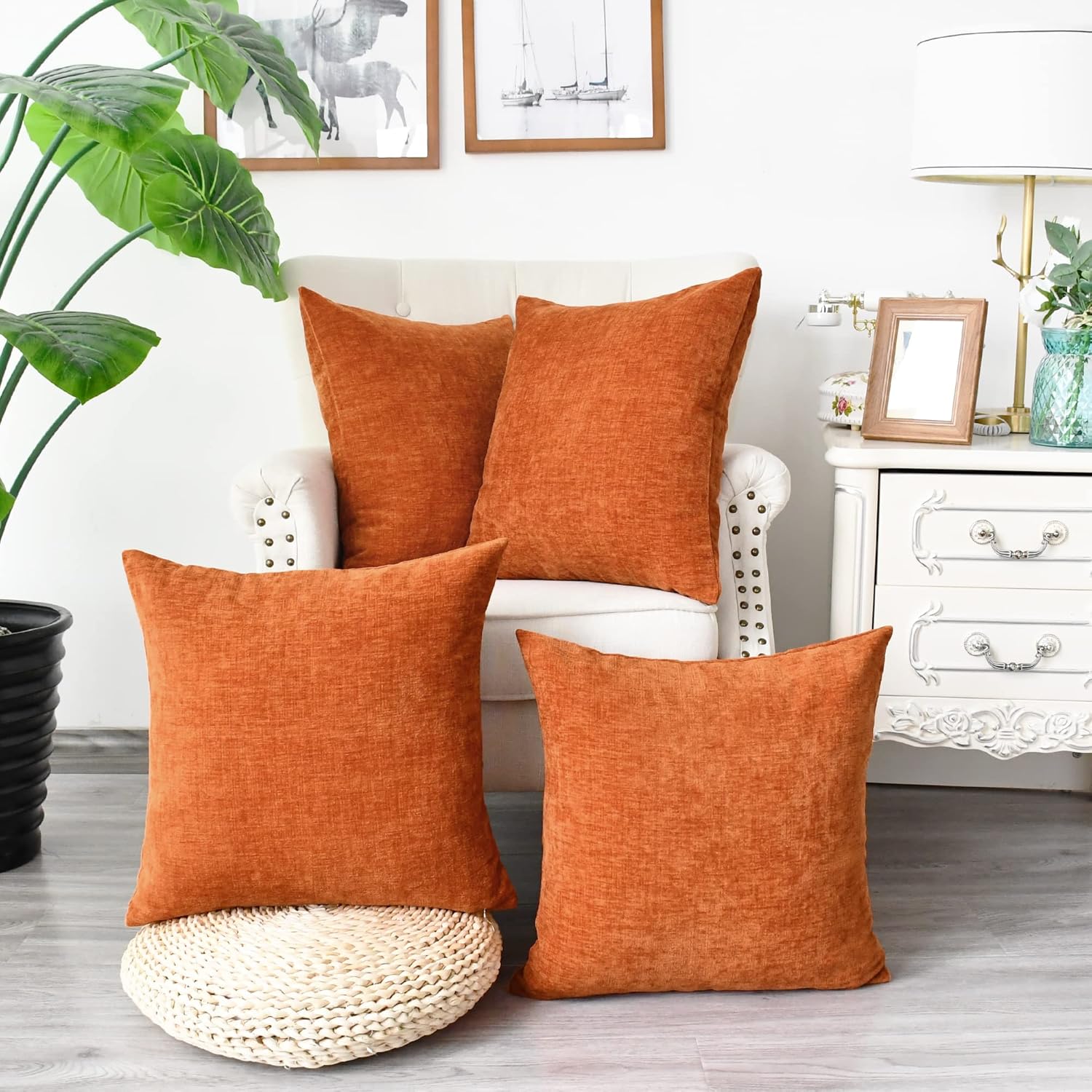 CaliTime Fall Pack of 4 Cozy Throw Pillow Covers Cases for