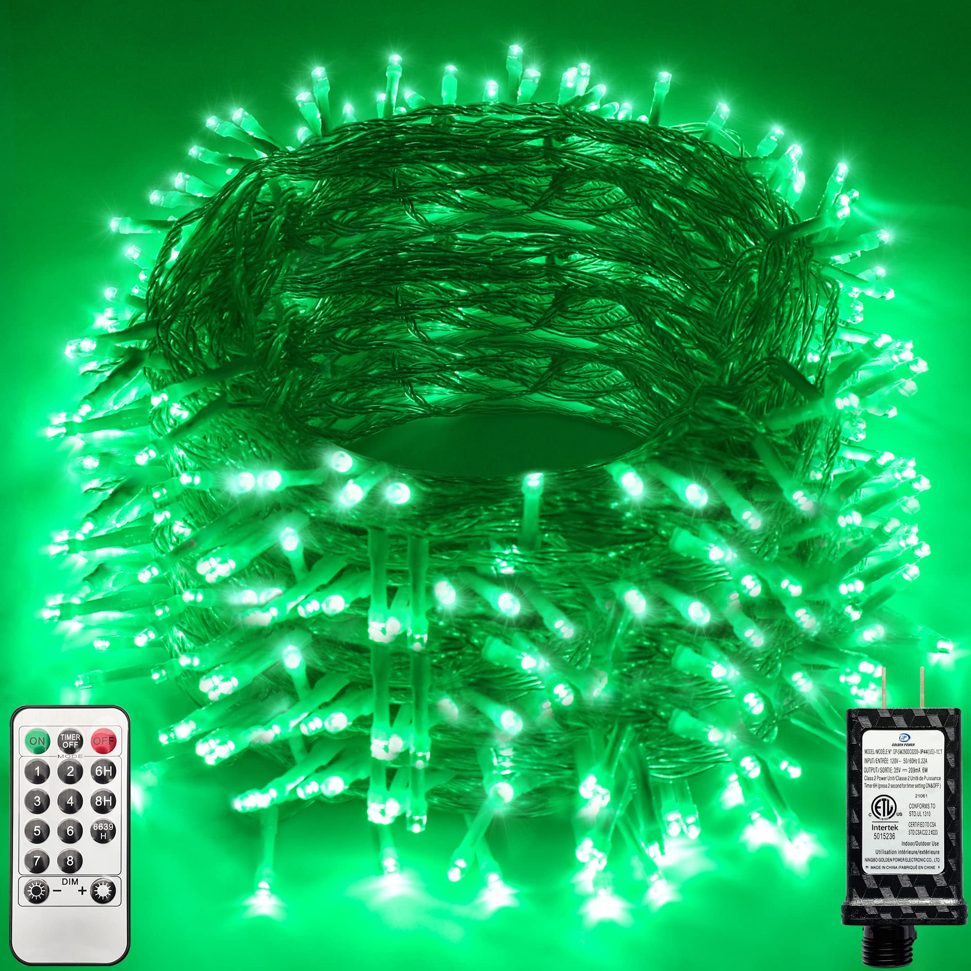 Heceltt Christmas Lights Outdoor Decorations, 394ft 1000 LED Extra Long Waterproof Twinkle Fairy String Lights, Clear Wire UL Listed Plug in with Remote for Garden Tree Wedding Decoration(Green)