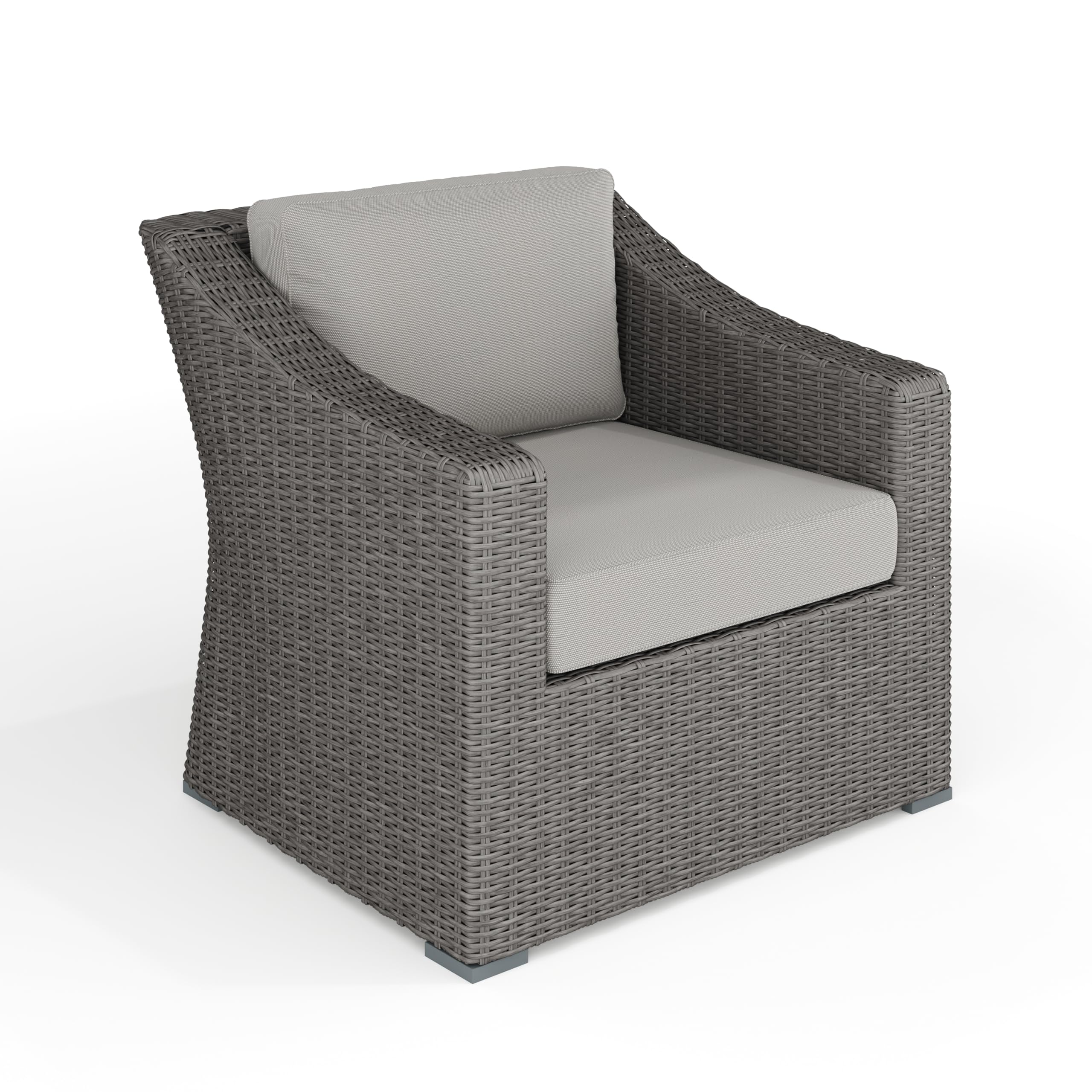Photo 1 of Martha Stewart Bedford Indoor-Outdoor Patio Accent Chair with Rattan Wicker Finish in Gray with Gray All-Weather Cushions