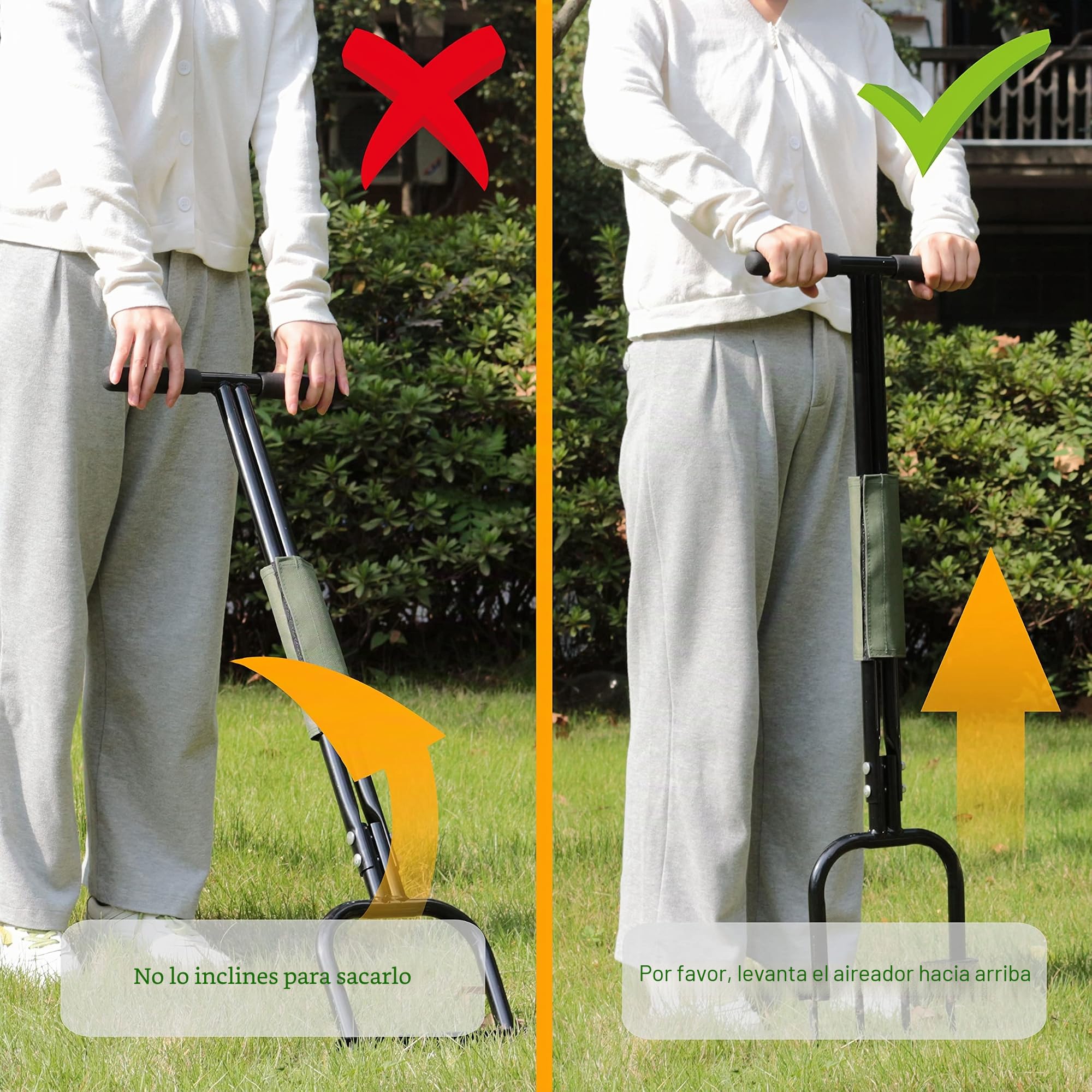 Gardzen, Aireador de Pinchos Resistente para Suelos compactados y césped, 90 x 28 cm, Negro