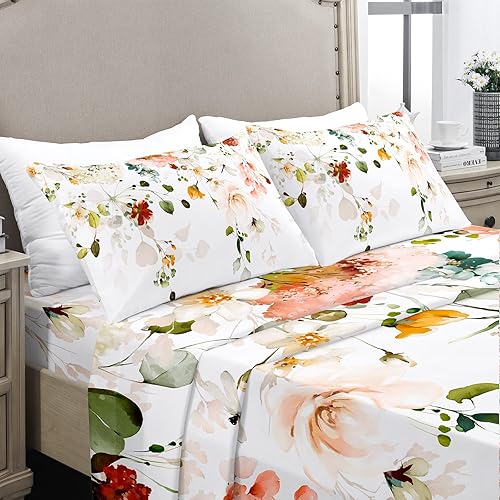 Miniatura 8 de YIYEA Juego de sábanas tamaño Queen, lujosas sábanas de cachemira de microfibra de doble cepillado de 1800 hilos para cama tamaño Queen, extra