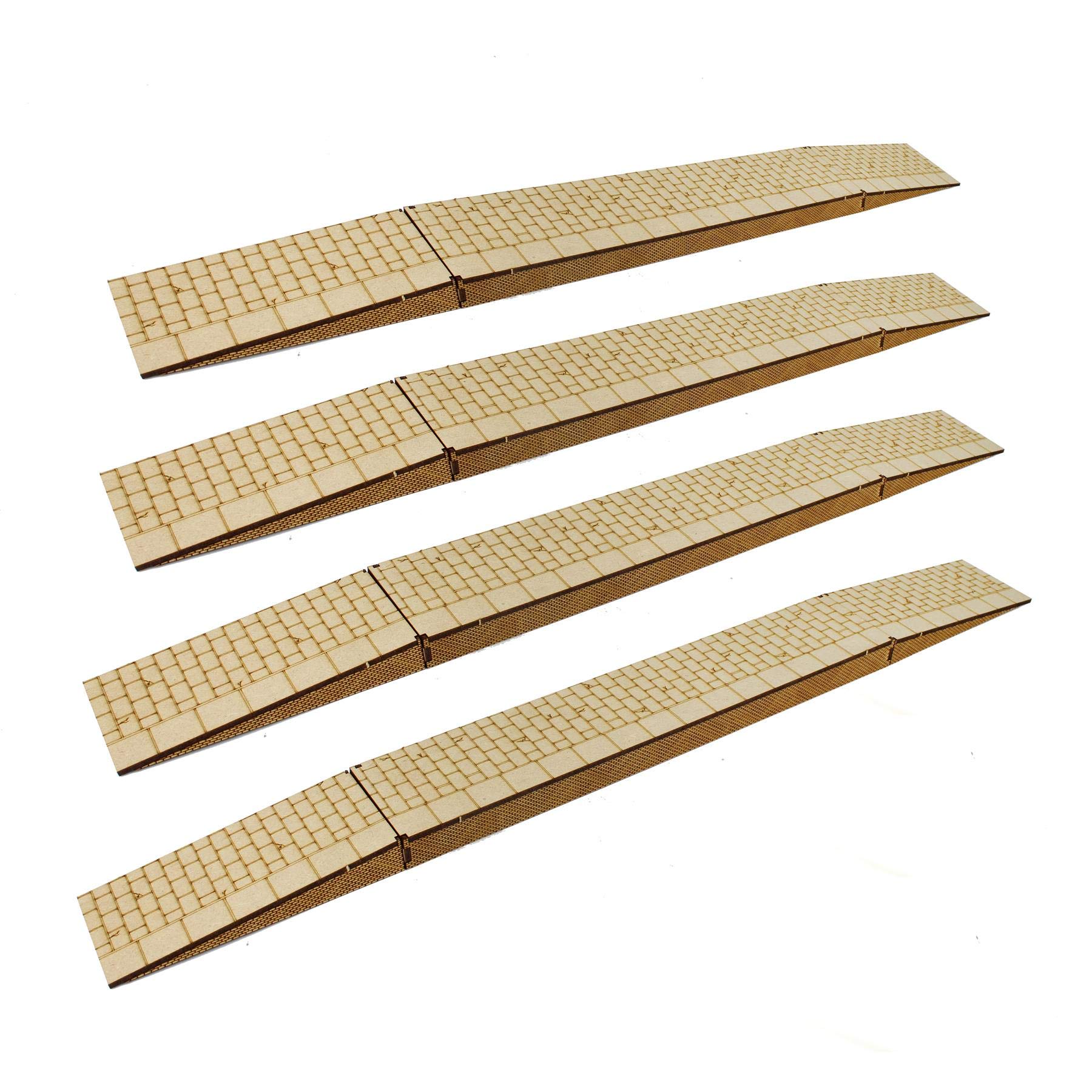 War World Scenics Model Railway Station Plain Platforms x 4 – OO Gauge 1:76 Scale MDF Trackside Track Rail Building Construction Structure Modelling Diorama