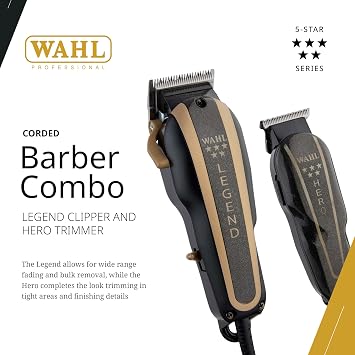 Wahl Professional 5-Star Barber Combo #8180 Features a New Look 5-Star Legend Clipper and Hero T-Blade Trimmer