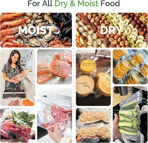 Miniatura 8 de GERYON Sellador al vacío, sellador de alimentos, bolsas negras y selladoras al vacío, paquete de 2 rollos de 8 x 50 pies y 11 x 50 pies