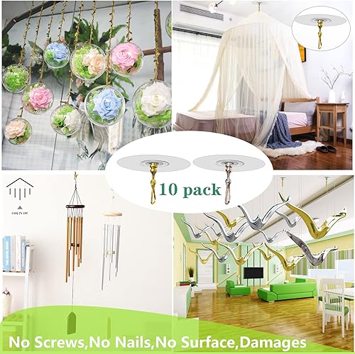 Miniatura 4 de 10 ganchos adhesivos adhesivos para colgar sin clavos, ganchos de suspensión de techo pequeños