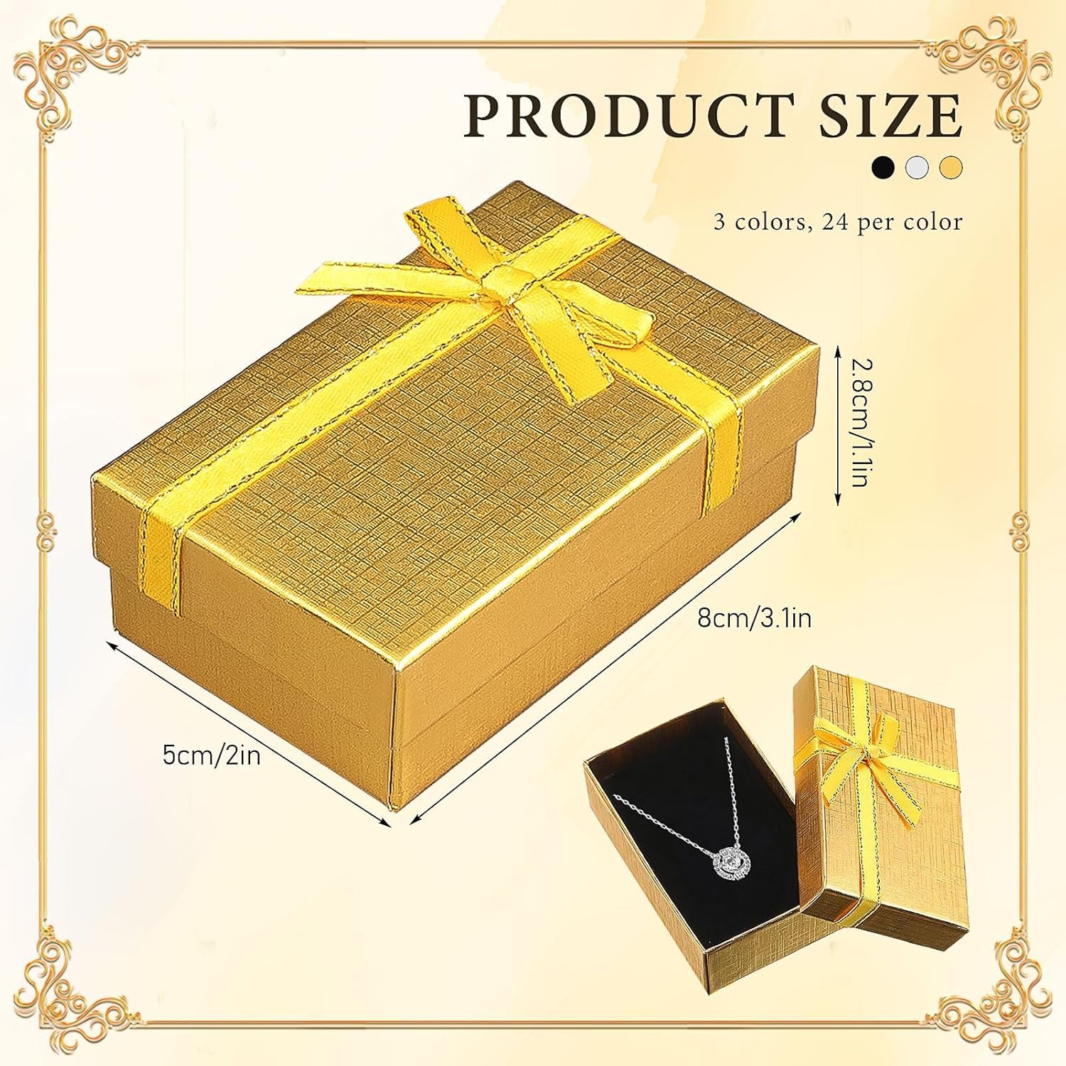 MSYU 72 Pcs Jewelry Gift Box Small Empty Gift Boxes Jewelry Packaging Bulk Gift Wrap Boxes Cardboard Box with Bow for Ring Necklaces Earring Bracelet - Image 2