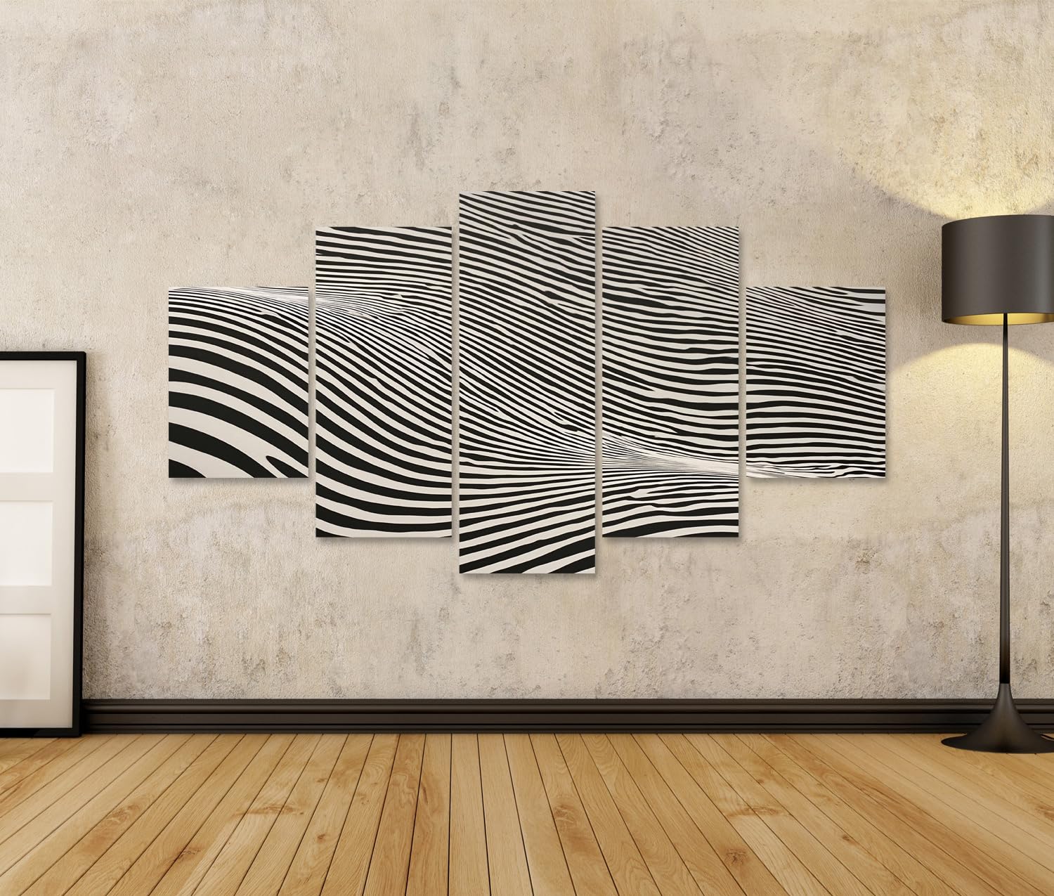 islandburner Bild auf Leinwand Faszinierende Optische Wellen Kunstdruck Wohnzimmer Für Kunstliebhaber - 5-teilig