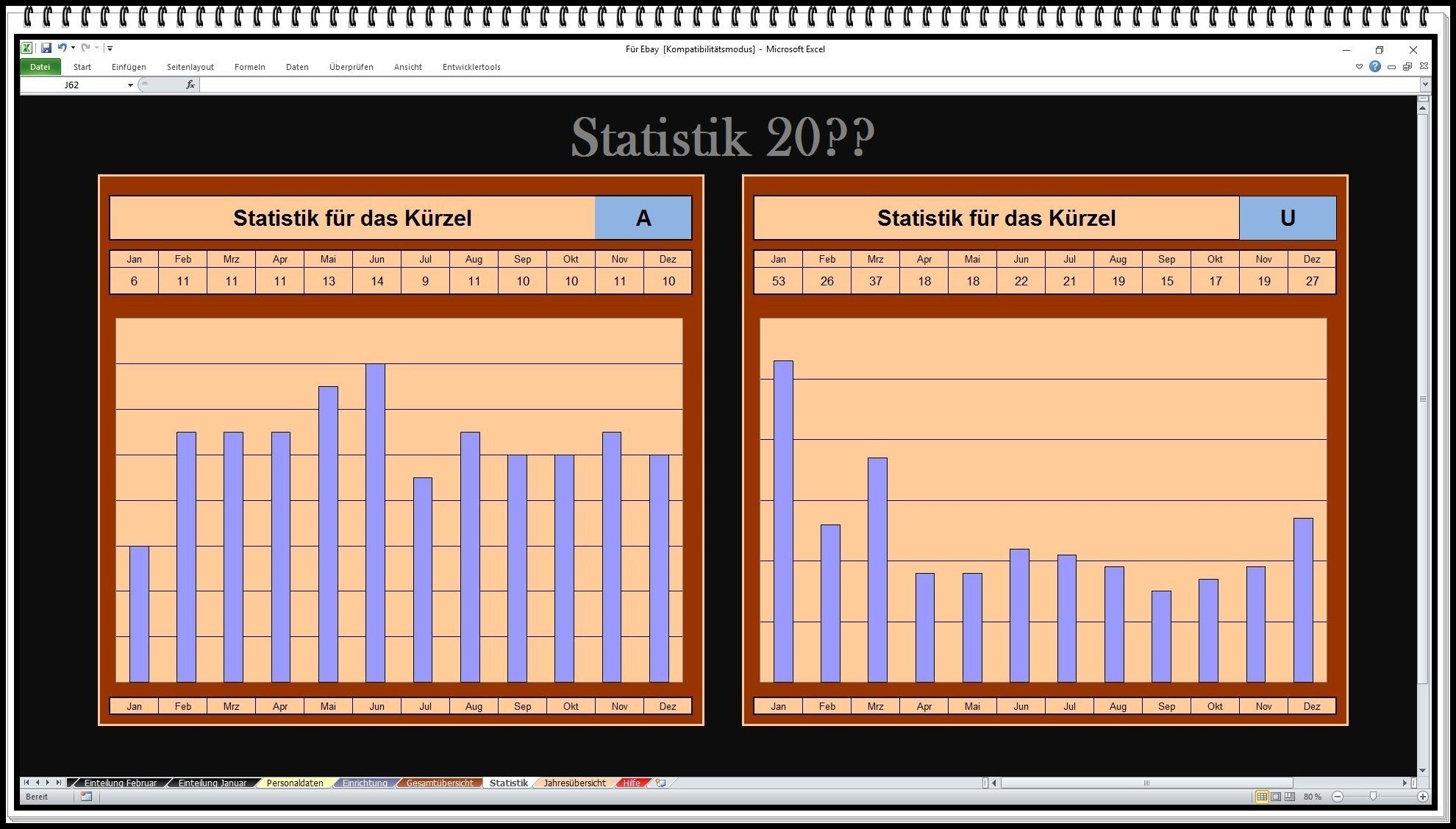 Urlaubsplaner Personalplaner Dienstplaner Software Excel 2026 2027 | Urlaub planen, Vertretungen organisieren und Personaleinsätze übersichtlich verwalten.