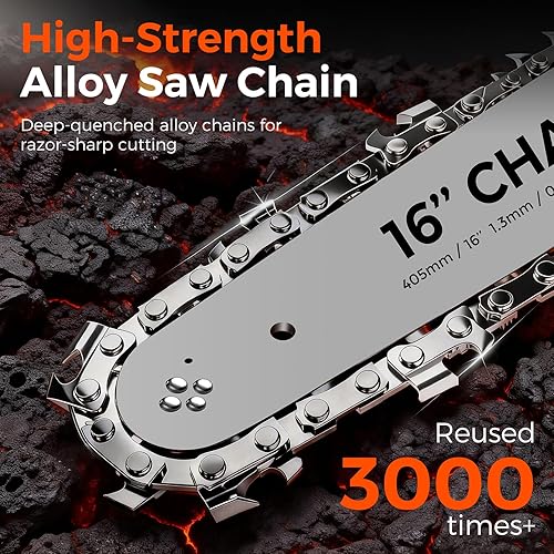 Miniatura 5 de Motosierra alimentada por baterías, placa de guía doble de 12 y 16 pulgadas. Motosierra eléctrica inalámbrica de 21 V con 2 baterías y cargador. Kit