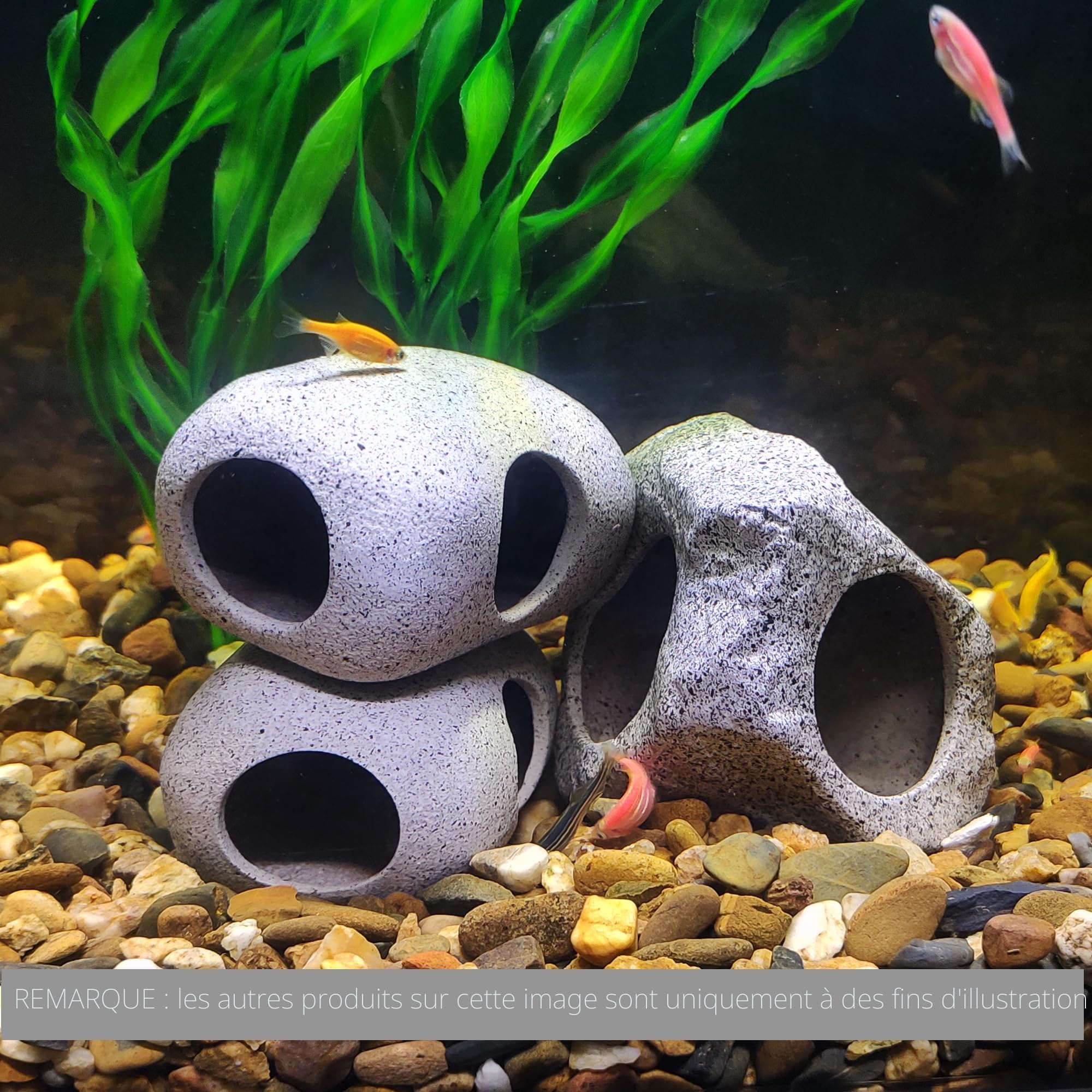 Roches pour Aquarium pour Poisson à se Reproduire, Jouer et se Reposer, Petites Céramique Pierres Décoratives pour Aquarium