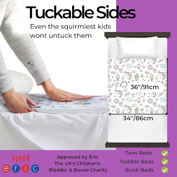 Hygge Sheets Potty Training Pads - 100% Waterproof - Bed Wetting Pads for Twin and Toddler Beds - Reusable, Non Slip and Easy to Change at Night - Includes Free Children's E-Book - Unicorn - 3