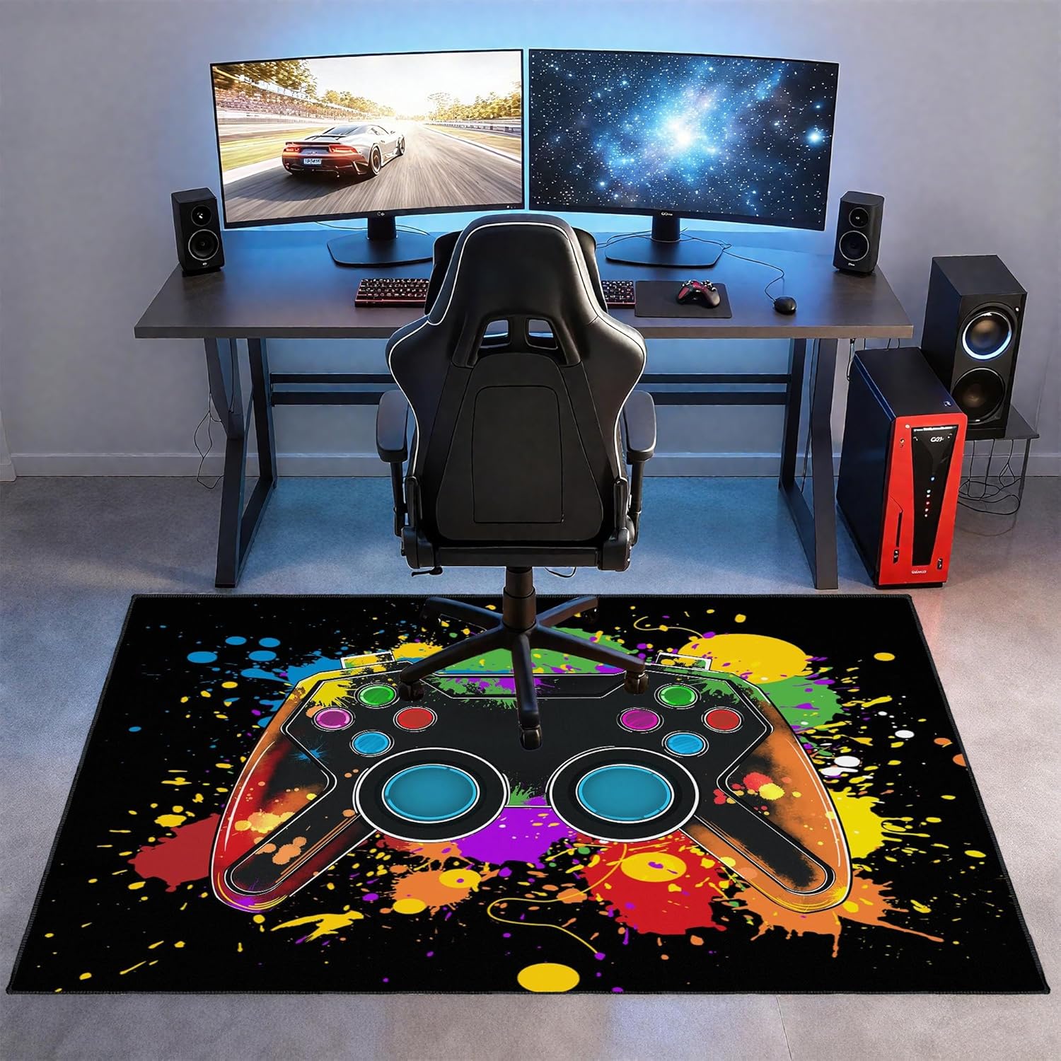 Gaming Rug for Room,3x5 ft Non-Slip Cool Gamer Carpet for Bedroom Livingroom and Game Room Rug Decor - Image 4