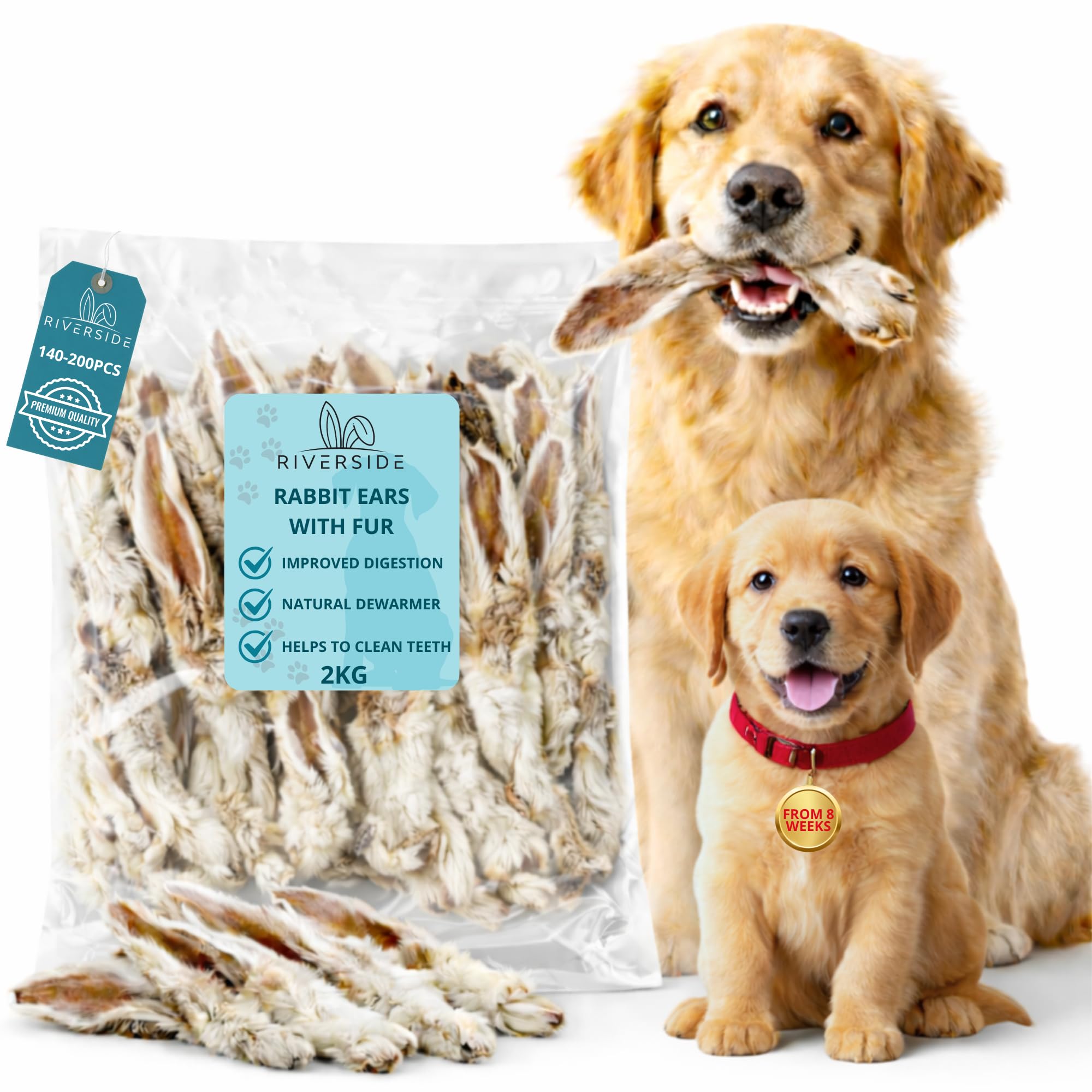 Rabbit Ears Natural with fur Hair Hypoallergenic Dog Treat Chew (2Kg 100-220) — image 1