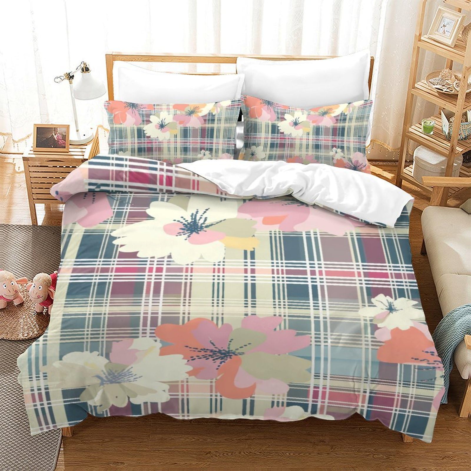Housse de couette fleurs 3D au fini haut de gamme déco sourisif