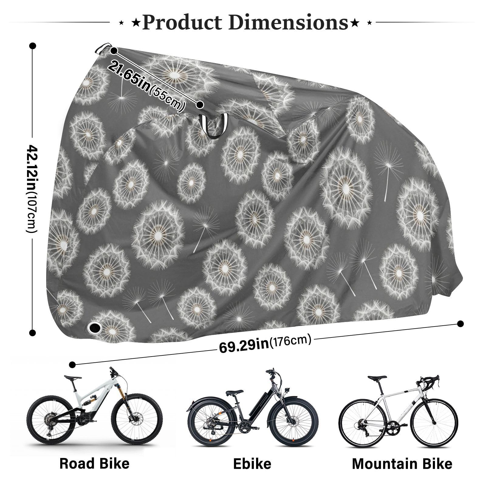 Telo protettivo per bicicletta, in poliestere, impermeabile, antipolvere e antipioggia | Con foro di bloccaggio e fibbia di fissaggio 183,18 x 158,22 cm