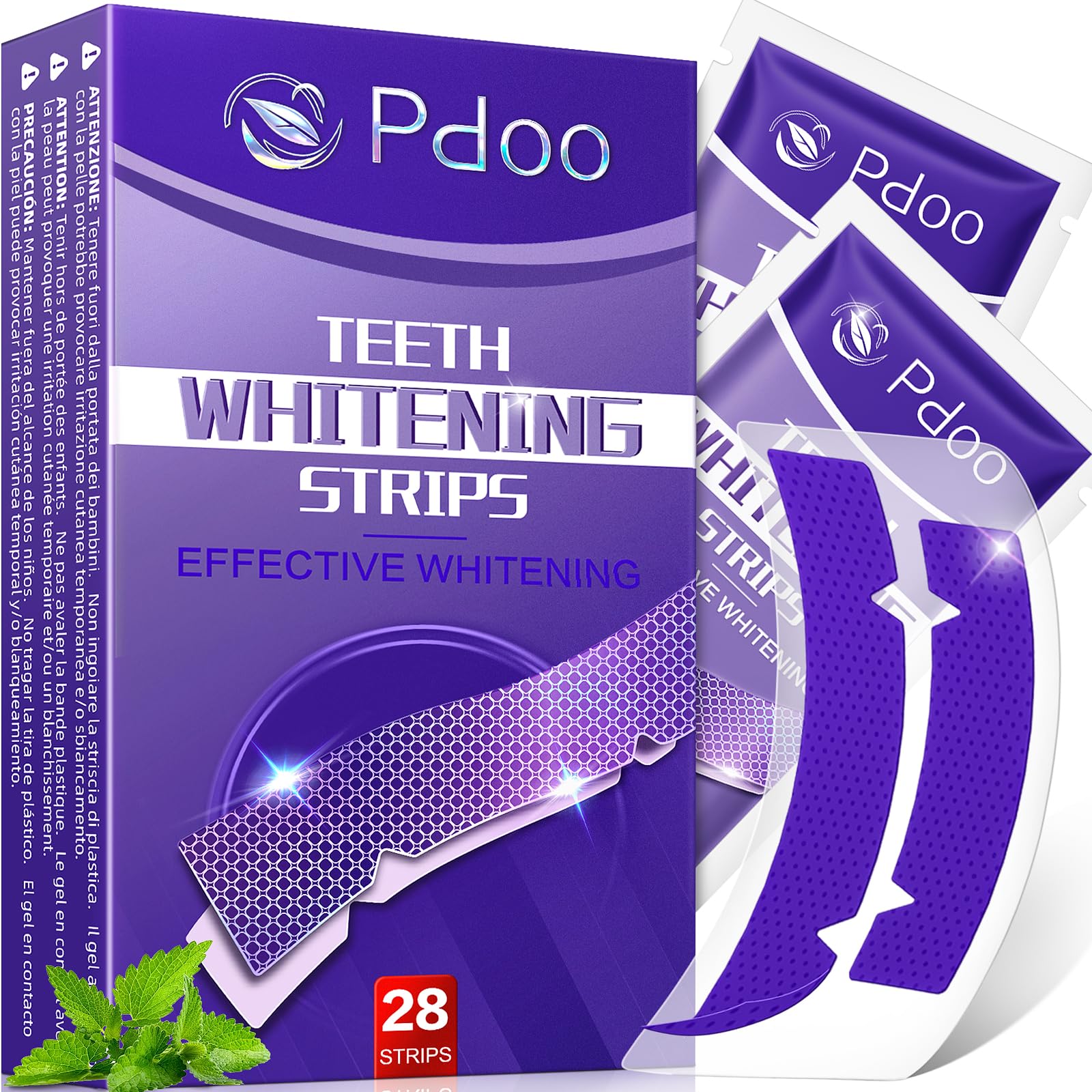 Purple Teeth Whitening Strips 28 Count - 14 Days Treatment Whitener Strips