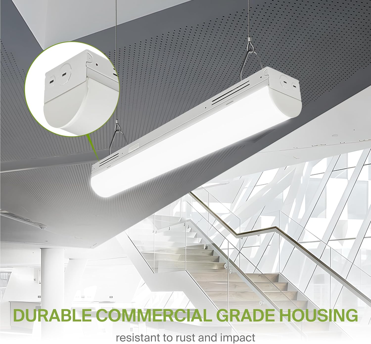 ASD Linear LED Shop Lights 2ft - 15W-25W 120-277V 3500K-5000K Hanging Linkable High Bay LED Shop Lights for Garage, Workshop, Commercial Bay Lighting, UL DLC Stairwell Certified Luminaire 6 Pack