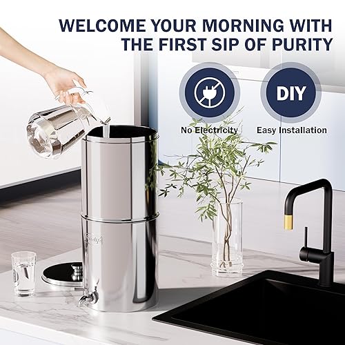 Miniatura 9 de Frizzlife Reduce el 99.9% del sistema de filtro de agua alimentado por gravedad de plomo, estándares NSFANSI 42 y 372, filtro de agua de encimera de