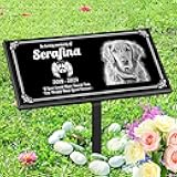 Personalized Pet Memorial Stones, Headstones for Pet, Dog, Cat, Black Granite Memorial Garden Stones,and Gifts for Lost Pets.