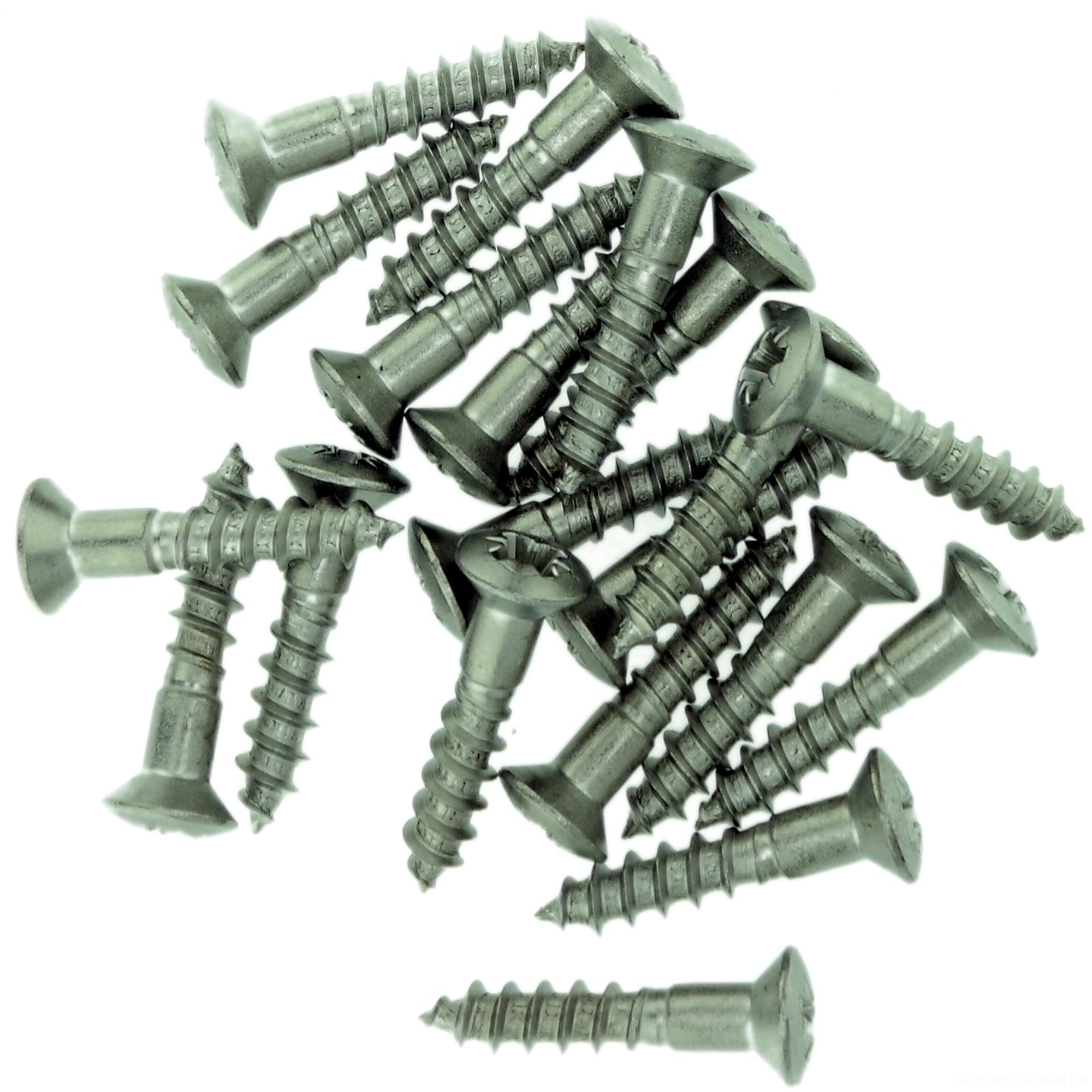 Singularity Supplies No.6 X 1.18 (3.5Mm X 30Mm) Pozi Raised Countersunk Wood Screw - Stainless Steel (A2) (Pack Of 20)