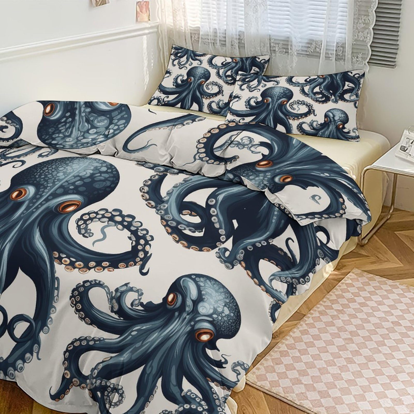 Housse de couette pour grand lit 3 pièces respirante avec taies d'oreiller