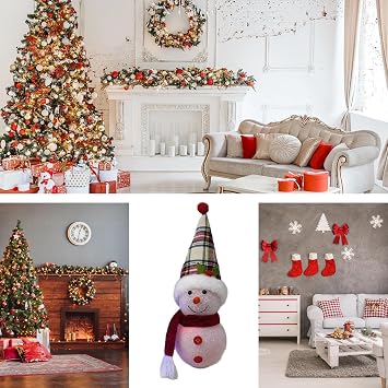 Christmas Snowman Decorations Indoor Light Up Holiday Decoration | Farmhouse Holiday Doll for Home Bedroom Bookshelf Mantel Living Room Study Bedside Dressing Table Nightstand Entrance