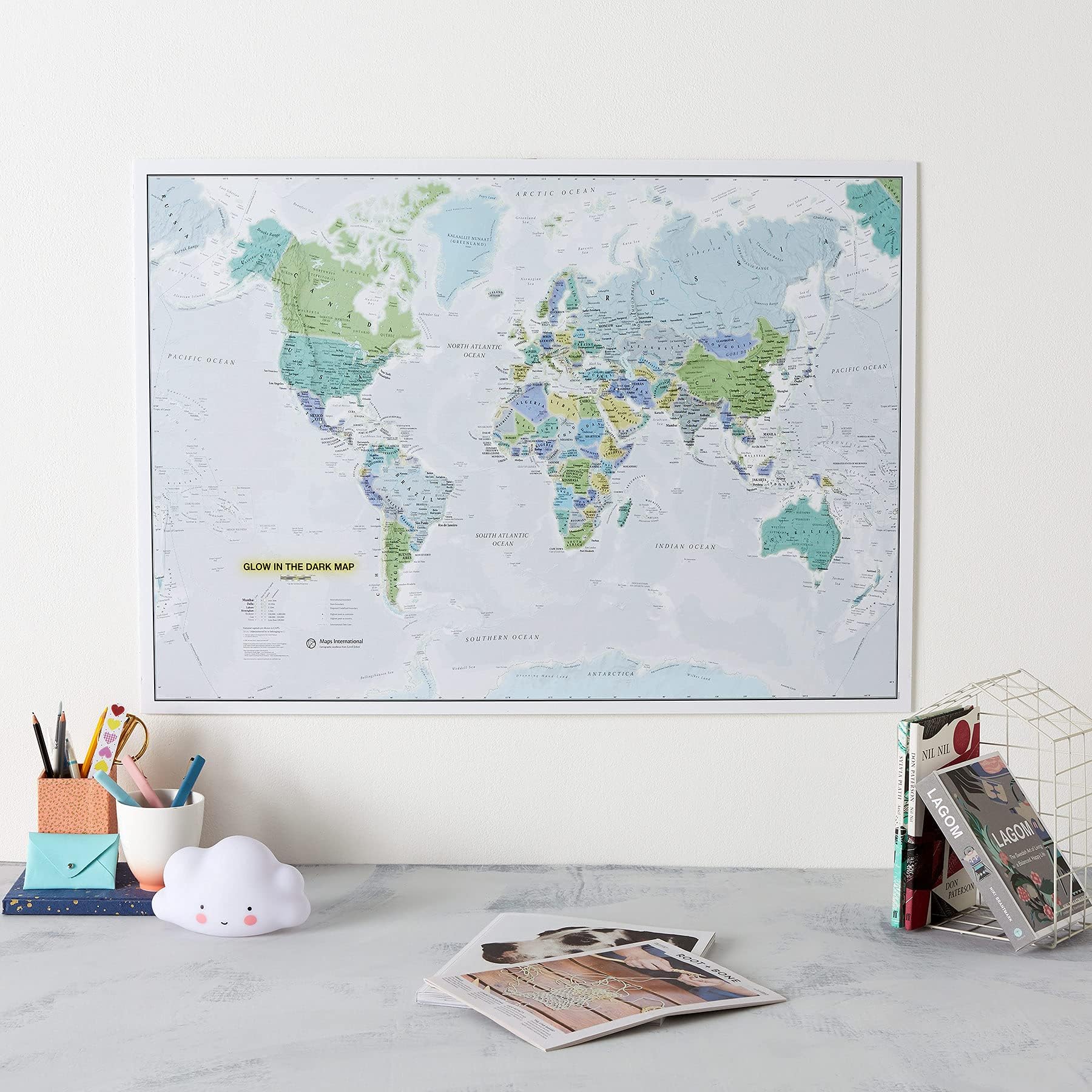 Maps InternationalGlow in the Dark World Map - Cartographic Details - 84.1 (W) x 59.4 (H) cm