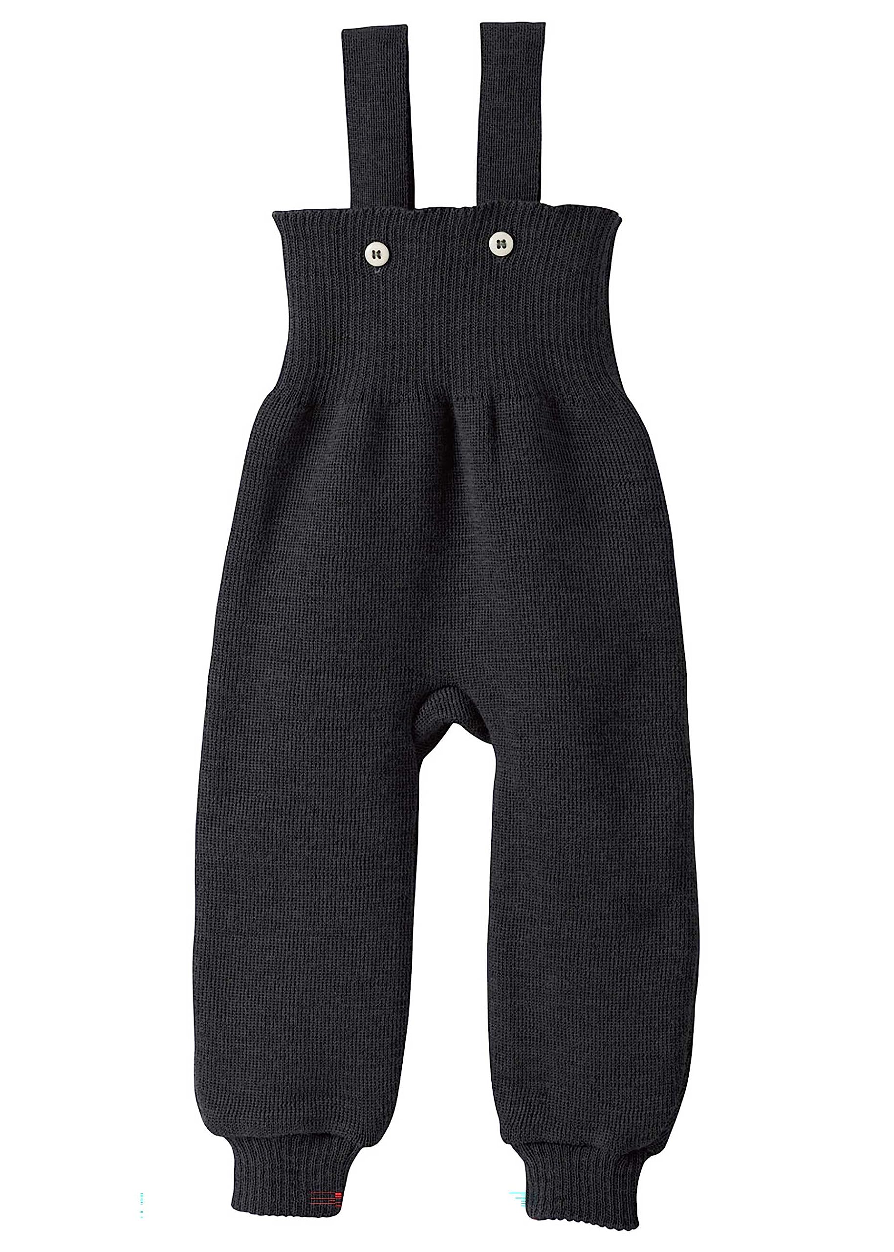 Disana Unisex Kids Charcoal Knitted Bib Shorts For Newborns And Toddlers, 100% Organic Merino, Breathable, Warm, Size 50 - 104, Sustainable And Fair, With High Waistband, Made In Germany, 86-92